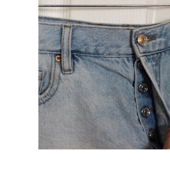 PacSun Vintage High Rise Denim Cut Off Frayed Hem Buttonfly‎ Jean Shorts Size 29 - Picture 2 of 7